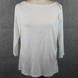 A New Day Top Sz L 3/4 Sleeve White